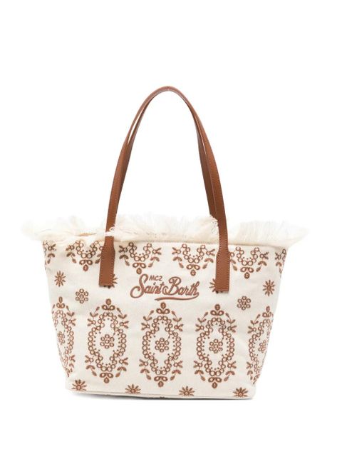 MC2 Saint Barth floral-embroidered fringed-detail tote bag - Neutrals - zdjęcie produktu nr 1