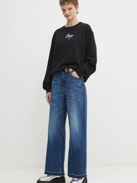 HUGO bluza bawełniana damska kolor czarny z nadrukiem 50550149 - zdjęcie produktu nr 2