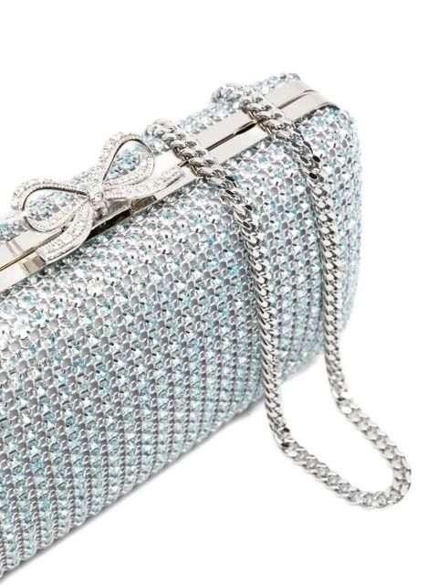 Self-Portrait Chainmail embellished clutch bag - Blue