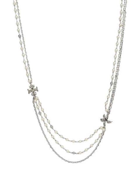 Tory Burch Moondance multi strand pearl necklace - Silver