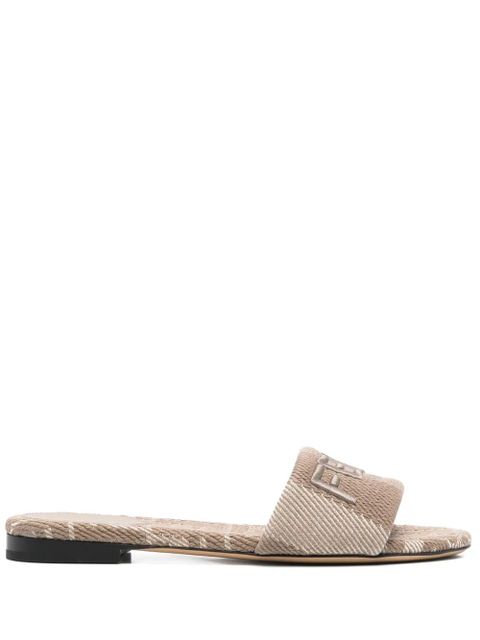 FENDI logo-embroidered slides - Brown - zdjęcie produktu nr 1
