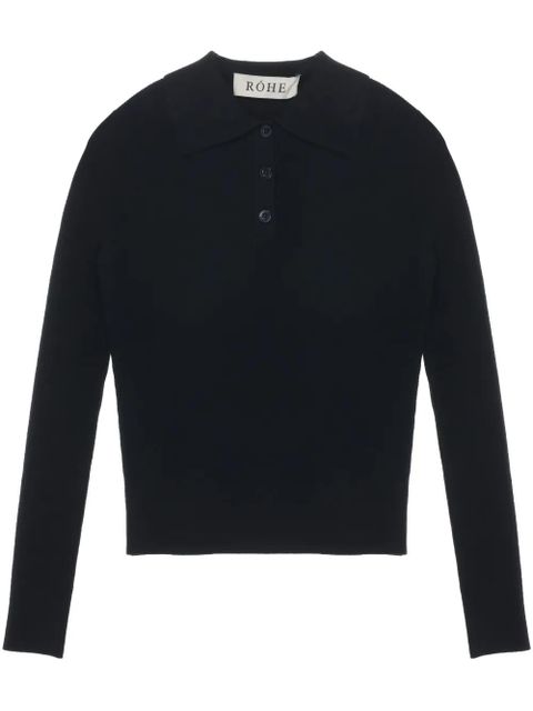 Róhe long-sleeve polo shirt - Black - zdjęcie produktu nr 1