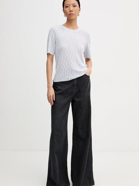 Patrizia Pepe sweter z dodatkiem wełny damski kolor niebieski lekki 8K0377 K307 - zdjęcie produktu nr 2