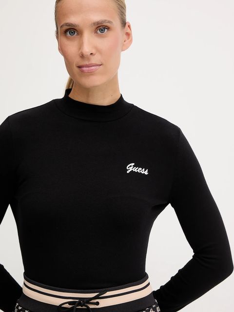 Guess longsleeve ALBA kolor czarny z półgolfem V5BP10 KCBF1