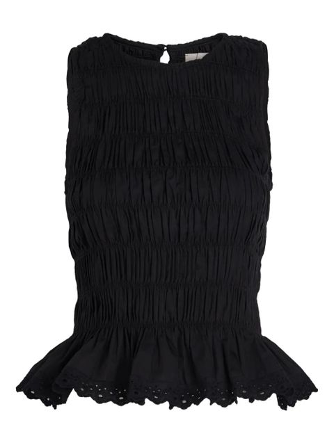 Faithfull the Brand Thea shirred cotton top - Black - zdjęcie produktu nr 1