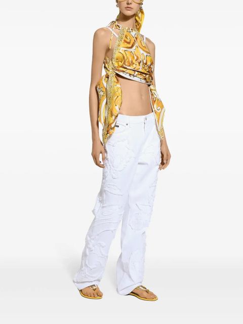 Dolce & Gabbana logo-patch boyfriend jeans - White