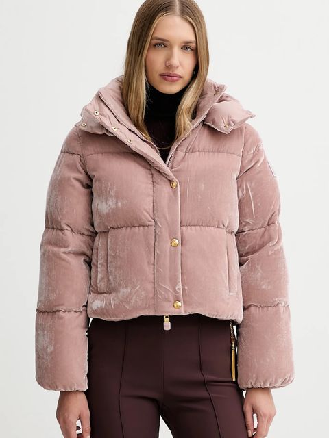 Elisabetta Franchi kurtka welurowa kolor różowy zimowa PI82D56E2 - zdjęcie produktu nr 1