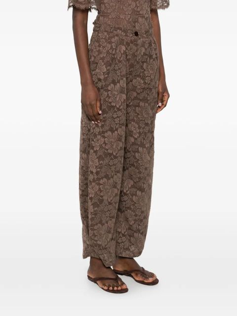 Rowen Rose floral-print trousers - Brown