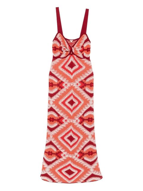 Johanna Ortiz Vintage Affair geometric-pattern midi dress - Red - zdjęcie produktu nr 1