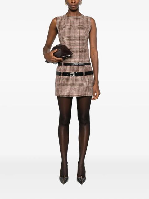 Coperni check belted dress - Brown
