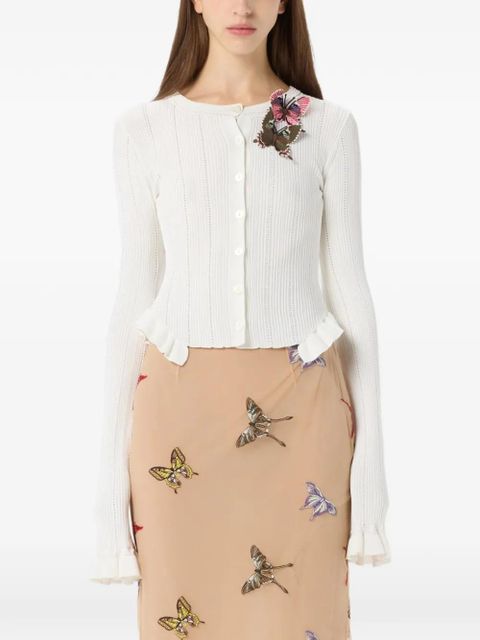 Blumarine ruffled cardigan - White