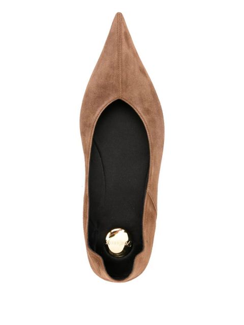 Saint Laurent pointed-toe suede ballet flats - Brown