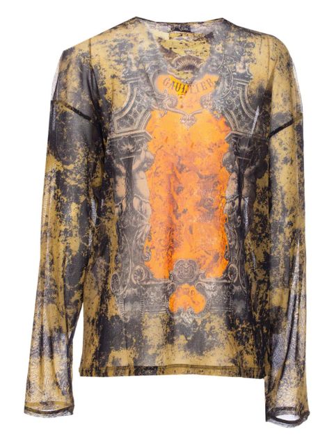 Jean Paul Gaultier graphic-print sheer top - Black - zdjęcie produktu nr 2