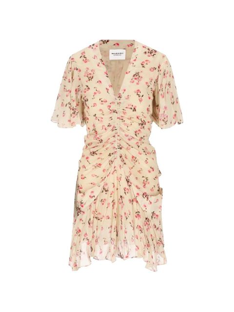 ISABEL MARANT floral-print ruched midi dress - Neutrals - zdjęcie produktu nr 1