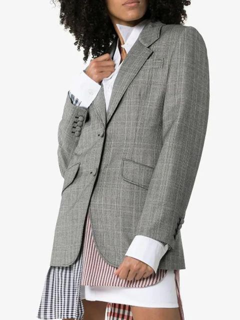Miu Miu Single-breasted Prince of Wales check print wool blazer - Grey