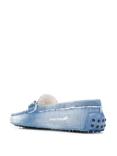 Tod's distressed denim loafers - Blue