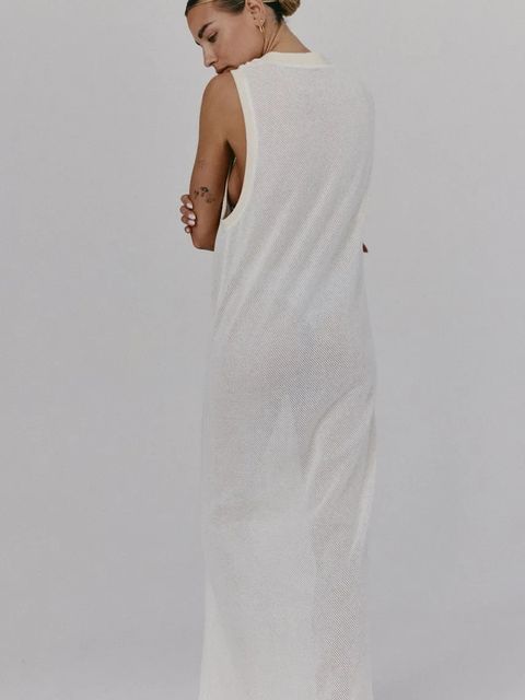 MUUV. sukienka LLARD kolor beżowy maxi prosta