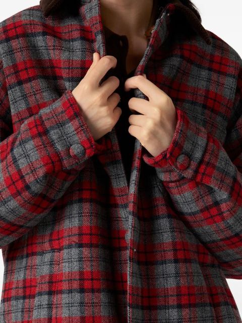 Miu Miu plaid-check down jacket - Red