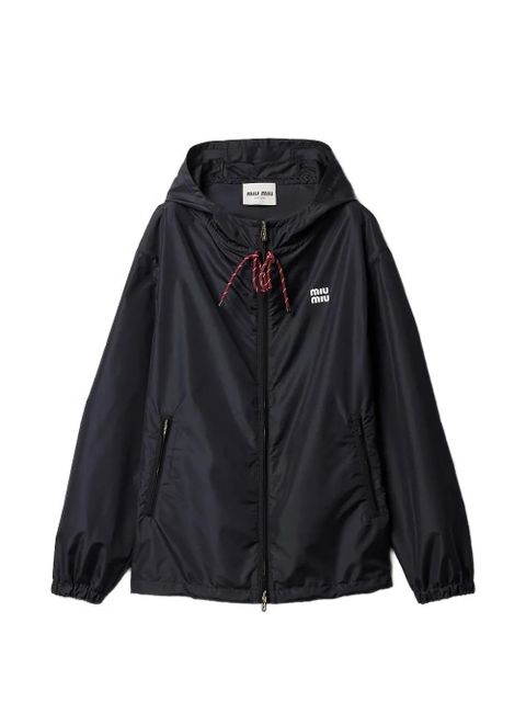 Miu Miu drawstring-hood zip-up jacket - Black - zdjęcie produktu nr 1