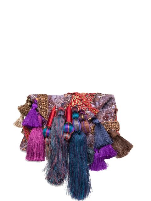 DRIES VAN NOTEN tassel-embellished envelope clutch bag - Red - zdjęcie produktu nr 1