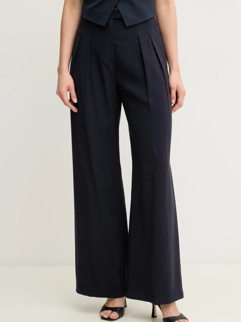 Patrizia Pepe spodnie damskie kolor granatowy szerokie high waist 2P1670 A573