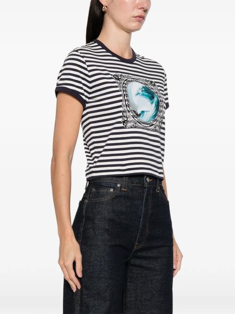 Rabanne striped graphic top - White