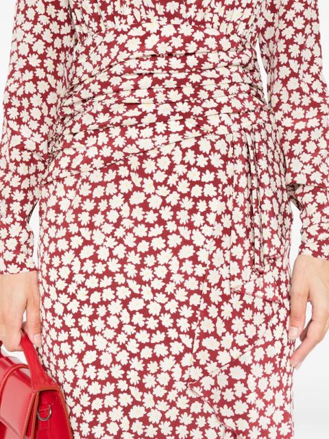 Alessandra Rich floral-print draped midi dress - Red