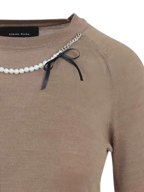 Simone Rocha pearl chain bow sweater - Neutrals