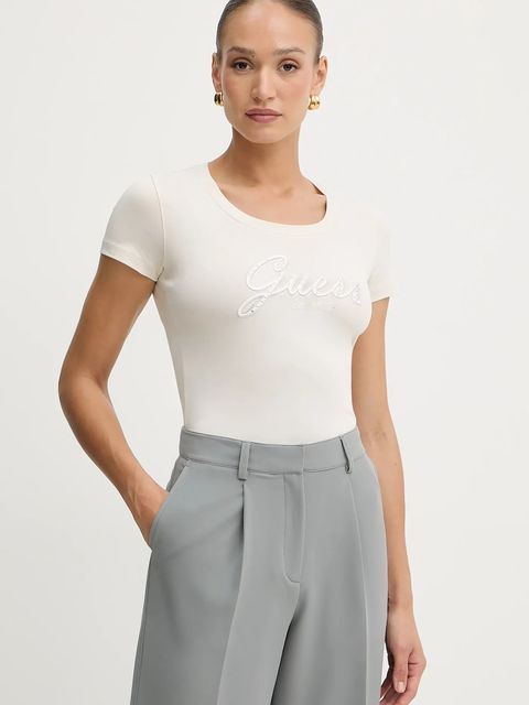 Guess t-shirt damski kolor beżowy W5YI46 J1314 - zdjęcie produktu nr 1