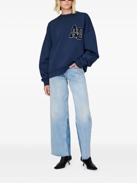 ANINE BING Miles Letterman embroidered-logo sweatshirt - Blue - zdjęcie produktu nr 2