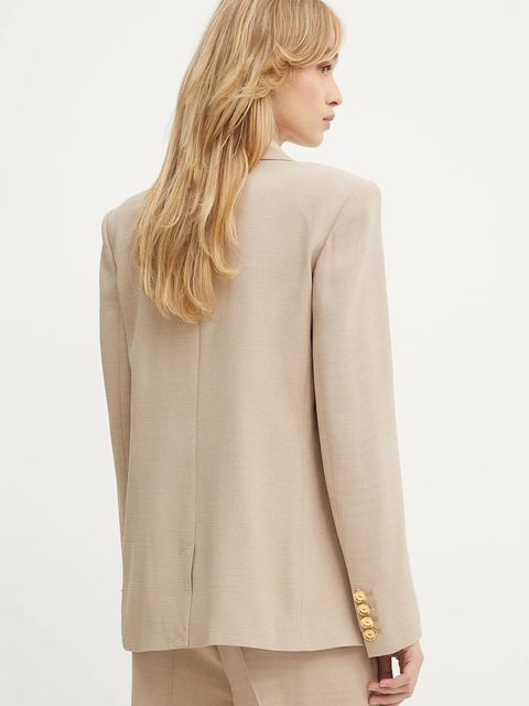 Marciano by Guess marynarka ARIANA kolor beżowy dwurzędowa gładka 5YGN15 7341A