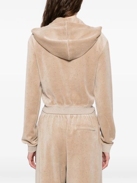 Alexander Wang crystal-embellished zipped hoodie - Neutrals