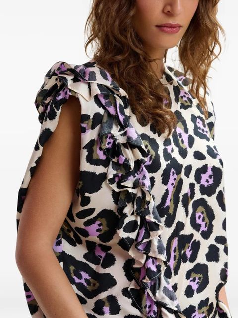 Essentiel Antwerp ruffle-detail leopard-print blouse - Neutrals