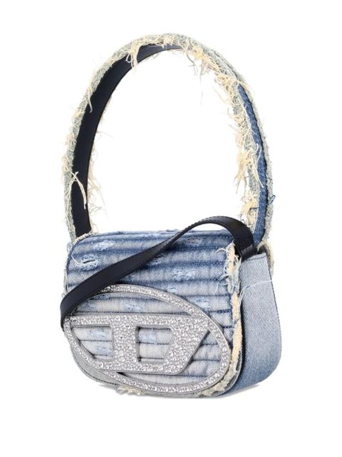 Diesel 1DR crystal-embellished denim shoulder bag - Blue