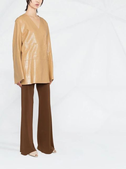 TOTEME crocodile-embossed single-breasted blazer - Neutrals