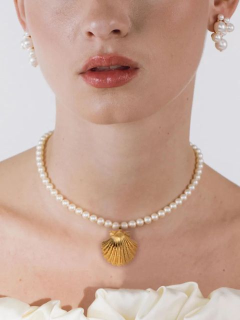 Jennifer Behr Siren shell-pendant necklace - White
