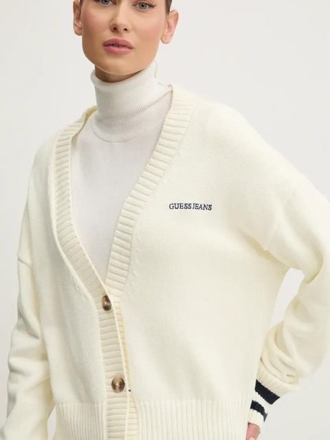 Guess Jeans kardigan bawełniany kolor beżowy W4BR81 Z3HM1