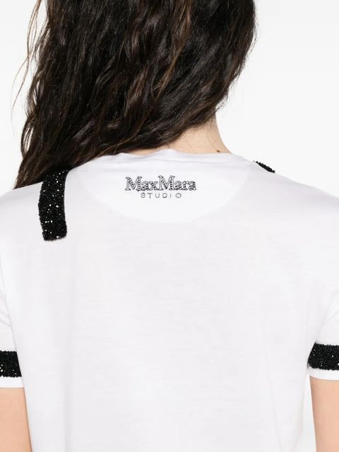 Max Mara embellished-neckline cotton T-shirt - White