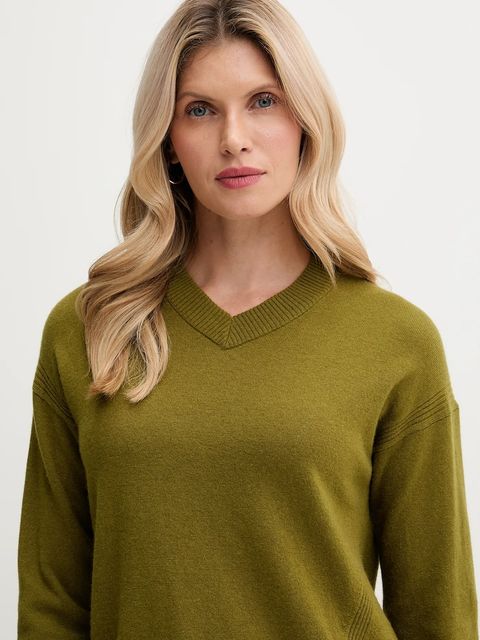 United Colors of Benetton sweter z dodatkiem wełny damski kolor zielony lekki 102HD4032