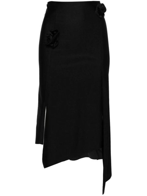 Coperni floral-appliqué asymmetric midi skirt - Black - zdjęcie produktu nr 1