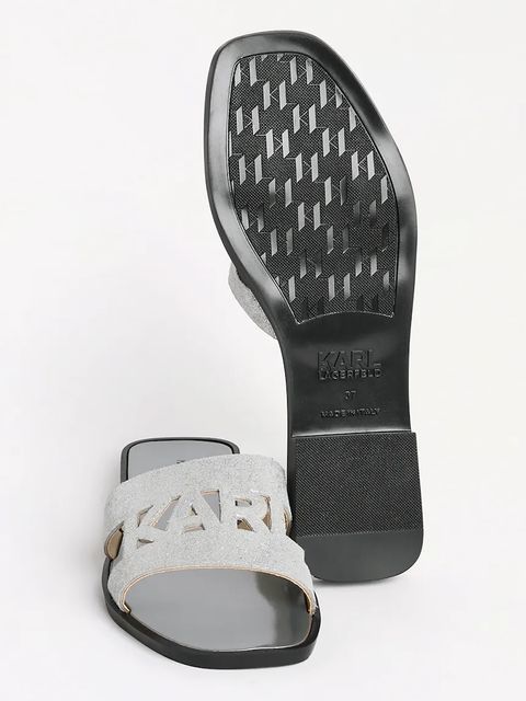 Karl Lagerfeld klapki zamszowe SKOOT II damskie kolor srebrny KL80402