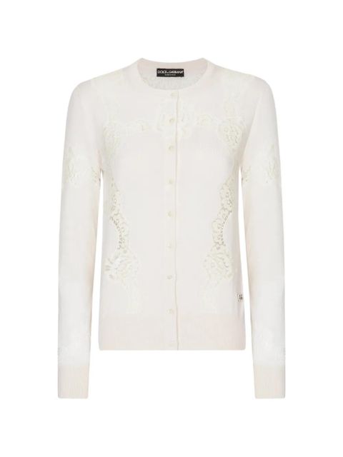 Dolce & Gabbana lace-inserts buttoned cardigan - White - zdjęcie produktu nr 1