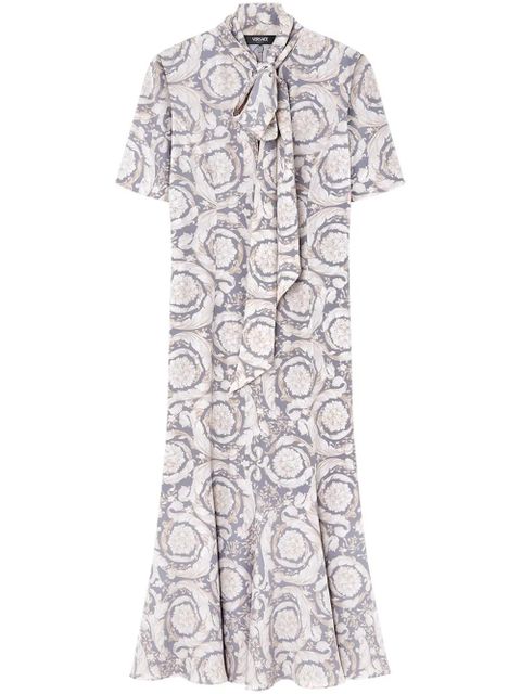Versace Barocco Lavallière silk midi dress - Grey - zdjęcie produktu nr 1