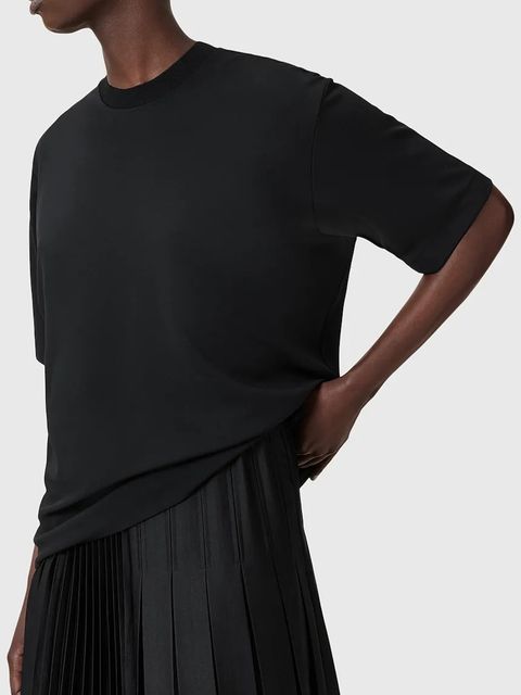 AllSaints sukienka i t-shirt JAX kolor czarny maxi rozkloszowana W326DB