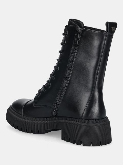 GOE workery skórzane damskie kolor czarny na platformie lekko ocieplone SS2N4121 BLACK