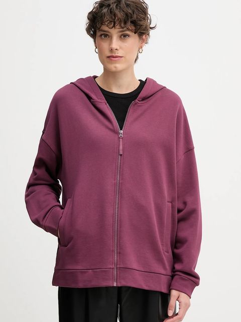 United Colors of Benetton bluza bawełniana damska kolor fioletowy z kapturem gładka 3UNID500R