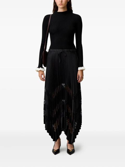 Claudie Pierlot pleated-design lace-insert maxi skirt - Black - zdjęcie produktu nr 2