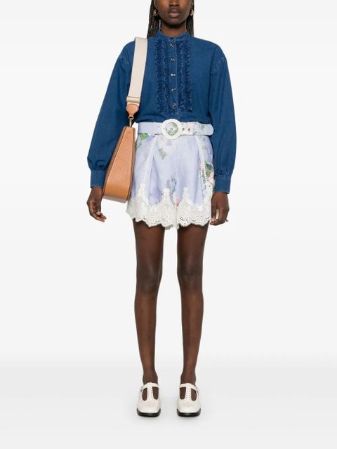 Valentino Garavani ruffled-detail shirt - Blue - zdjęcie produktu nr 2