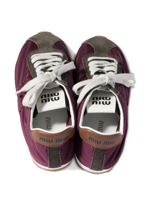 Miu Miu Plume technical fabric and suede sneakers - Purple