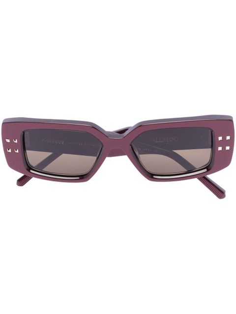 VALENTINO GARAVANI EYEWEAR Rockstud rectangle frame sunglasses - Red - zdjęcie produktu nr 1